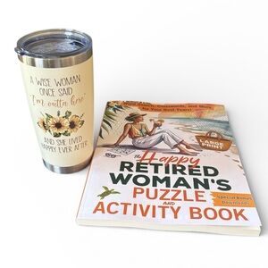 Retirement Gift Bundle Travel Coffee Mug “A Wise Woman Once‎ Said” Puzzle Book